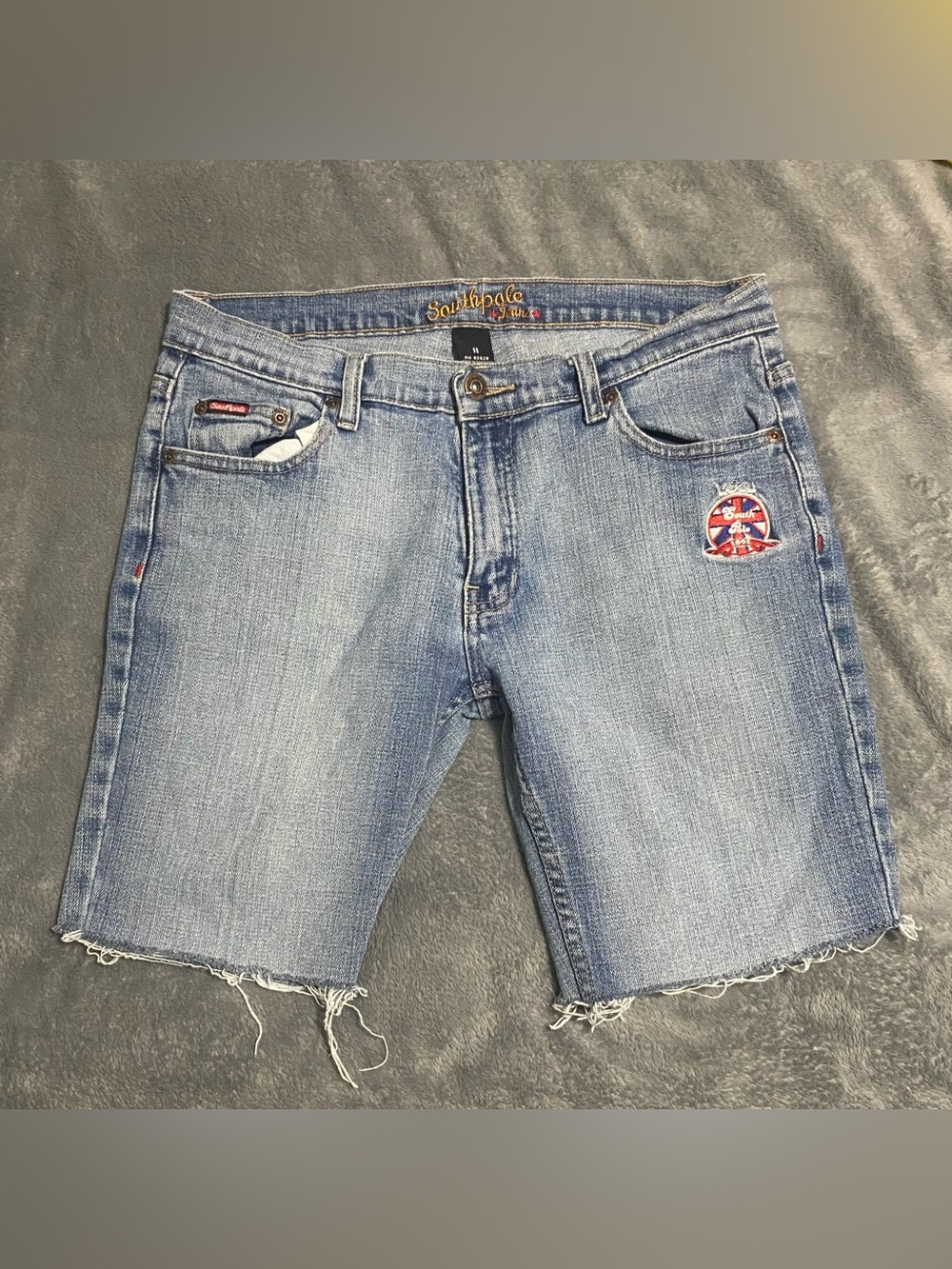 South Pole Light Blue Denim Cutoff Shorts with Patch kids